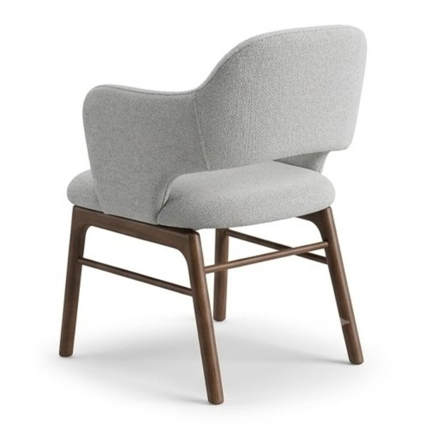 Cadeira Josi Sier em Bouclé com Base de Madeira Natural – Design